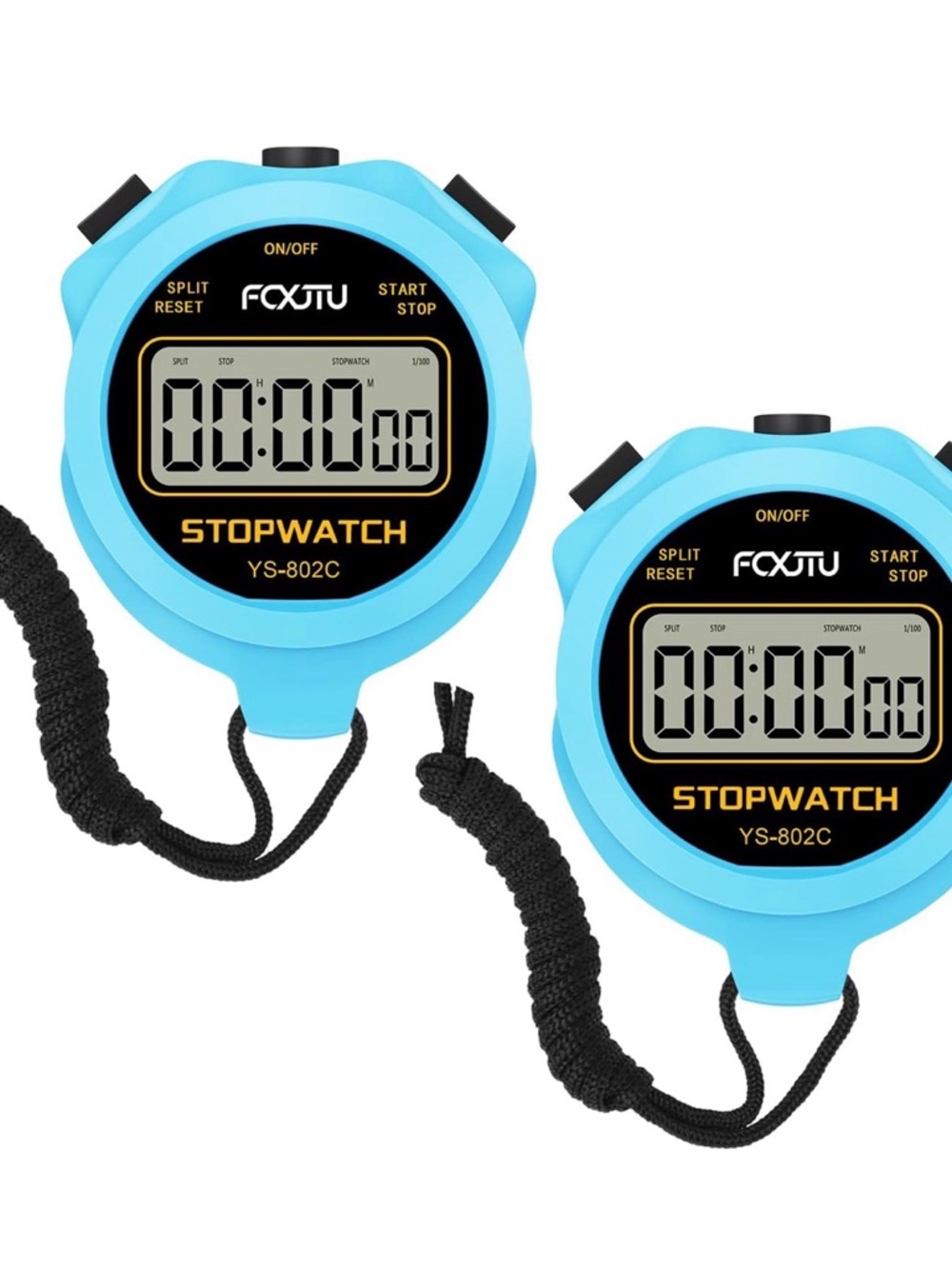 Fox Blue Digital Stopwatch Pair with Lanyards